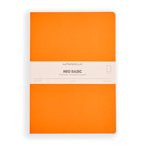Image of myPAPERCLIP NeoBasic A4 Unruled Notebook | 160 Pages, 80 GSM, 250 GSM Soft Cover, A4 (8.27 x 11.69 in) | Orange