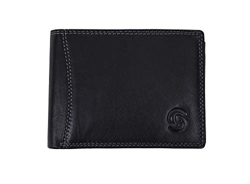 Preisvergleich Produktbild RFID Stockfield Herren Geldbörse Leder Portmonee Geldbeutel schwarz mit Geschenkbox