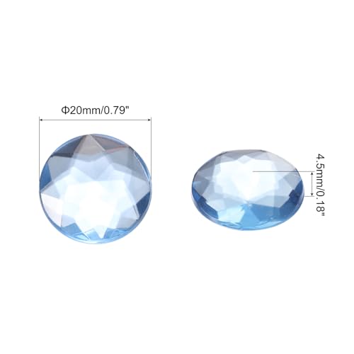 Image of MECCANIXITY Flat Back Round Acrylic Rhinestones,20mm Sky Blue Flatback Crystal Rhinestones for Crafts Clothes Shoes DIY Decoration Gifts 50Pcs
