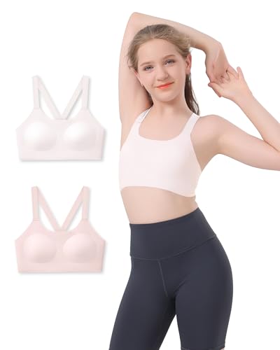 Training Bras for Girls 10-16 Seamless Teen Girl Ultra Soft Crossback Light Sport Bras Fixed Pads Invisible Teen Bras2