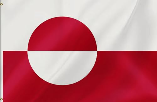 HVATLTL Greenland Flag 3x5FT,Heavy Duty 100D Polyester,Vivid Colors,Greenlander Flags with 2 Brass Grommets for Indoor Outdoor. (3x5)