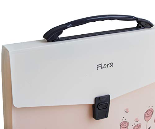 Snail&Hawk Poly Accordion Expanding-File-Folder with Handle and Tabs,A4 Size,13-Pockets,Pink