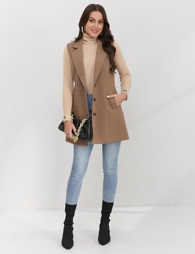 Image of IDEALSANXUN Plaid Vest for Women Fall Winter Sleeveless Blazer Jackets