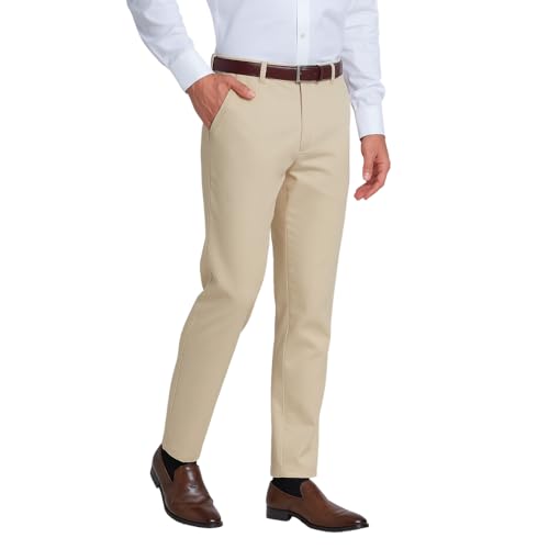 Image of Men's Stretchable Formal Trousers | Regular Fit Mid Rise Office Wear Pants | Elasticated Waistband 2 Inch Stretch | 4 Pocket Pant