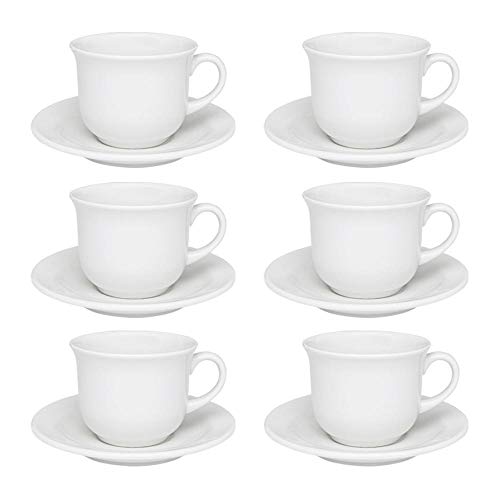 1 Conjunto com 6 Xícaras de Chá com Pires 15 Cm Oxford Daily Floreal White Branco 200 Ml