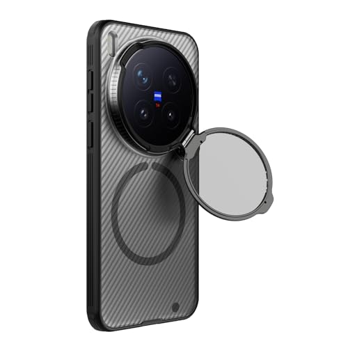 Image of PRITO for Vivo X300 Case with Camera Cover, Compatible with MagSafe, Full Camera Protection, Shockproof Protective, Adjustable Kickstand, Case with Stand. (Transparent Black, X300)
