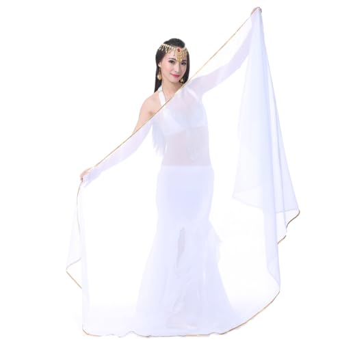 Semicircle Chiffon Hand Scarf Belly Dance Costume Outfit Hip Scarf Sequin Trim Gold Shawls Veils2