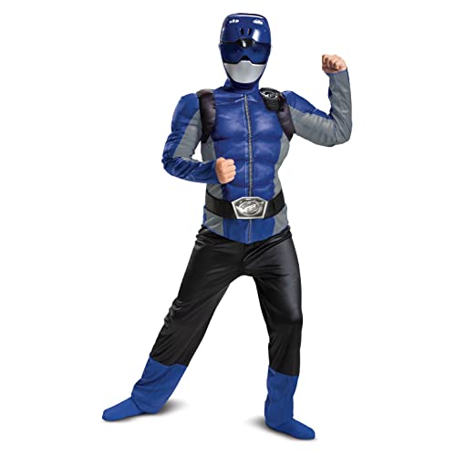 Disguise Officiel Classic Muscle Blue Beast Morpher Power Rangers Déguisement Power Ranger Enfant Bleu, Deguisement Halloween Enfant, Taille S
