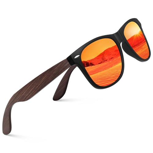 CGID Lunettes de Soleil en Bambou Polarisées Homme Femme UV400
