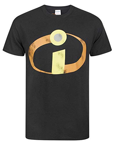 Disney Las increíbles Camiseta para Hombre Logo Angustiado Cosplay Novedad Negro Top XXL