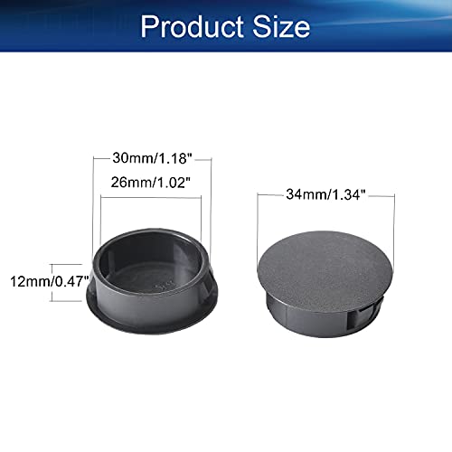 Image of Heyiarbeit 50pcs Hole Plugs 30mm /1.18 inch Nylon Plastic Round Snap in Type Locking Hole Tube Furniture Fencing Post Pipe Insert End Caps Black Tone