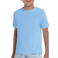 Haloumoning Boys T-Shirts Kids Short Sleeve Crewneck Solid Basic Tees Casual Tops 5-14 Years, Blue, 9-10 Years