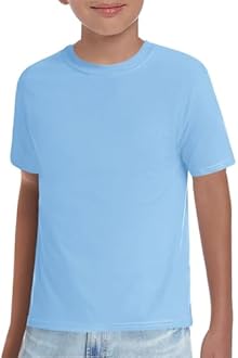 Haloumoning Boys T-Shirts Kids Short Sleeve Crewneck Solid Basic Tees Casual Tops 5-14 Years