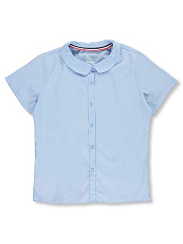 Image of French Toast Peter Pan Collar Short Sleeve Blouse (Girls Standard & Plus Sizes), Blue,