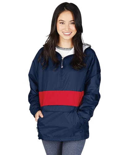 Image of Charles River Apparel Unisex Classic Solid Pullover, Water-Resistant Windbreaker with Flannel Lining