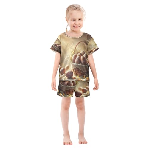Easter Eggs Cute Pajama Set Short Sleeve Pajamas Shorts Sets Cotton PJS 2 Piece Clothes Set 5Y3