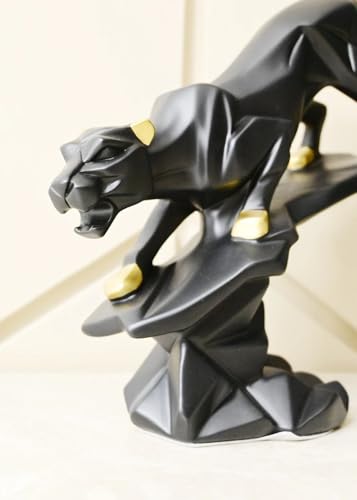 Image of AUGEN Polyresin Jaguar Black Idol Statue Showpiece for Home Decor Decoration and Gifting (1 Piece, 9819B)
