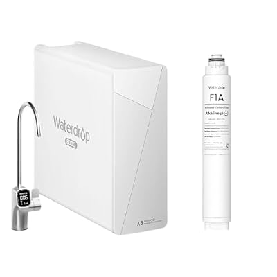 Waterdrop X8-WAN Alkaline Mineral Tankless Reverse Osmosis System, with F1A Alkaline Mineral Filter, NSF/ANSI 42&58&372 Certified, 800 GPD RO Filter, 10-Stage Filtration Undersink RO System, Bundle