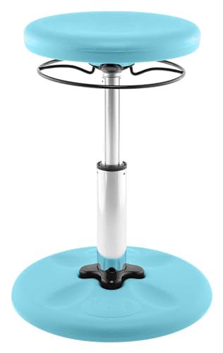 Image of Kore Kids Adjustable Wobble Stool, Ages 6-11, 14-19in Tall, Pale Blue | Flexible seating for classroom and home boosts focus, improves posture and channels energy; anti-tip base; Made in USA