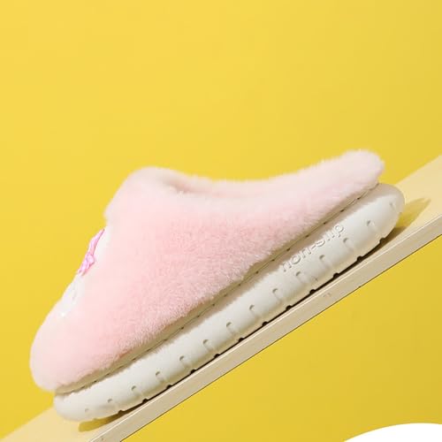 Baby Girls Boys House Slippers with Non-slip Rubber Cute Fuzzy Plush Slip-On Footwear for Kids Warm Winter Indoor 7