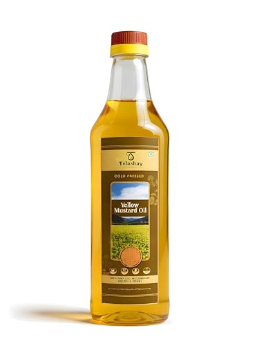 Image of Telashay Cold Pressed Yellow Mustard Oil | 100% Pure, Natural & Unfiltered | Cooking, Pickles & Health | Omega-3 Rich | (250ml)