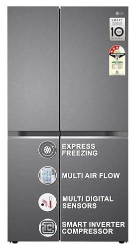 LG 655 L, 3 Star, Frost-Free Smart Inverter Double Door Side-By-Side Refrigerator (GL-B257HDSY,...