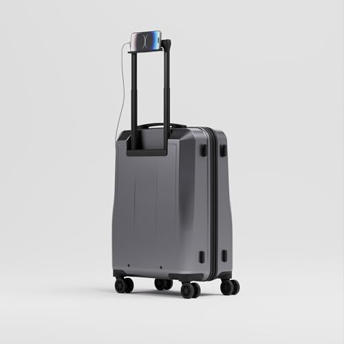 Image of Carry-On (55cm) Cabin Trolley Bag & Free Backpack, Phone Stand, Combination Lock, Charging Slots, Cup Holder, 8 Smooth Wheels, Polycarbonate Hard-Shell (T3, Alloy)
