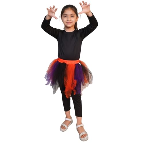 Image of Kaku Fancy Dresses Halloween Skirt for Girls | Halloween Dress for Girls | Halloween Costume for Kids | Horror Dress for Kids | Scary Cosplay Costume - 7-8 Years Multicolour