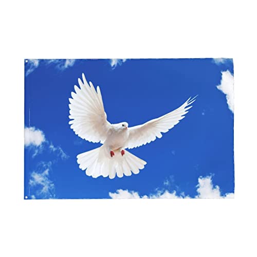 No Applicable QIZI-226A120 Peace Flag White Dove Of Peace Flying To The Blue Sky Flag Vivid Color And Fade Proof Flag 3X5 Ft Large Weather-Resistant Polyester Flag Outdoor Yard Flag Banners thumb #5
