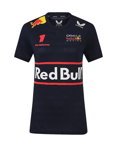 Red Bull Racing F1 Women's Team T-Shirt, Official Max Verstappen Driver Edition, Night Sky Blue (UK, Numeric, 18, Regular, Regular, Navy)