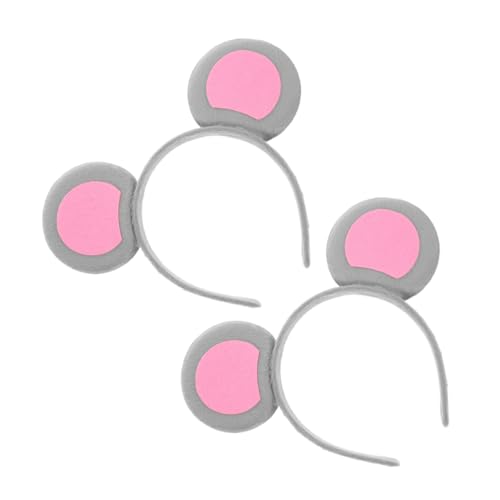 HEMOTON 2 Diademas De Ratón Con Orejas De Ratón Para Halloween Para Mujer De Dibujos Animados Para Cosplay De Tela Gris