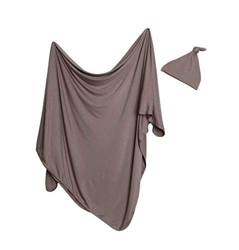 Image of Mima Bebie Swaddle Blanket and Hat Set – Cute Receiving Blanket for Baby Boy and Girl – Soft and Cozy Baby Swaddle Blanket for Newborn – Newborn Blanket New Mom Essentials – Taupe