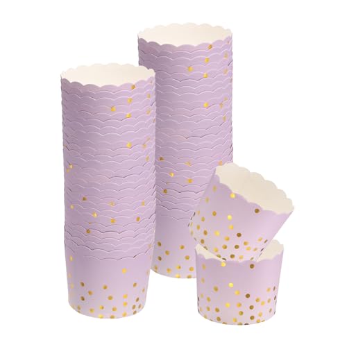HARFINGTON 50pcs Cupcake Wrappers for Wedding, Paper Baking Cups, and Muffins Liners for Birthday Wedding Party Supplies Purple