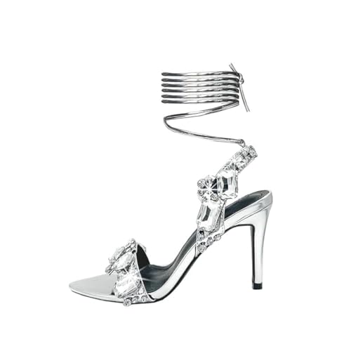 Women's Crystal Styles Clear Big Rhinestones Ankle Strappy Sparkly Sandals