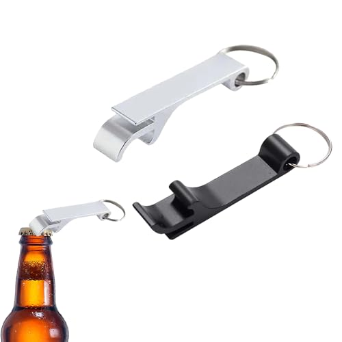 2 Stück Aluminium Flaschenöffner mit Schlüsselring Leicht robust & perfekt für Bier Partys und unterweg
