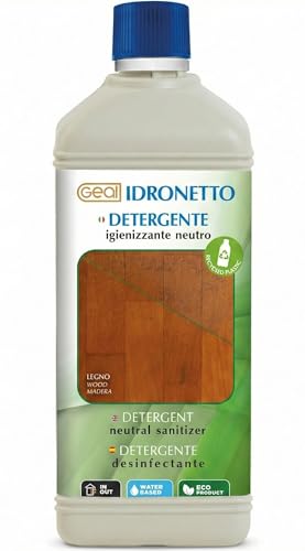IDRONETTO GEAL 1 Litro, Detergente Neutro Igienizzante per Parquet e Pavimenti in Legno – Formula Concentrata, Senza Risciacquo.