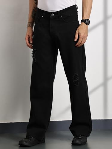 Image of Thomas Scott Men's Relaxed Fit Mid Rise Comfort Clean Look Light Fade Cotton Baggy Jeans