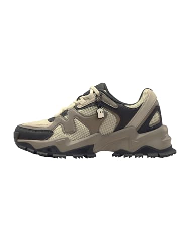 Image of The Souled Store Fumes NX: Sage Men and Boys Low Top Sneakers Green and Off White Streetwear Chunky Trainer Breathable Mesh Cushioned Midsole Durable Sole Lace Up Lightweight Padded Collar