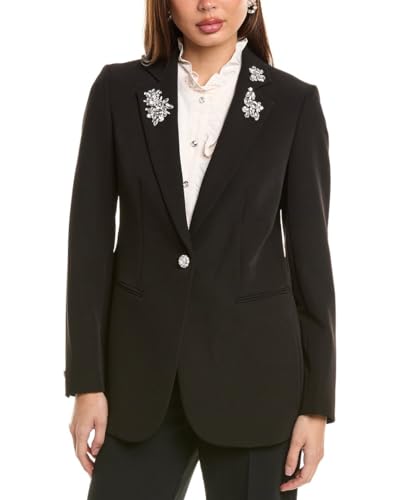 Anne Klein Womens Embellished One-Button Blazer