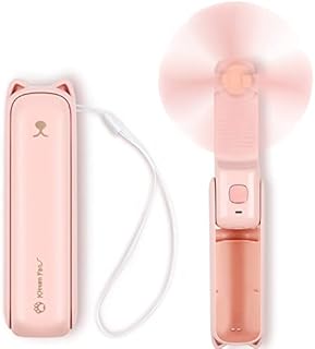 LYMYBETY Portable Handheld Fan, USB Rechargeable Mini Hand Held Travel Fans, Folding Pocket Fan with 3 Speeds, 24 Working Hours, Small Personal Desk Fan With Flashlight for Home Travel Outdoor Use