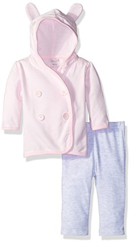 Rene Rofe Baby Girls' 2 Piece Hooded Cardigan Set with Legging, Bunny Ears Pink, 6-9 Months