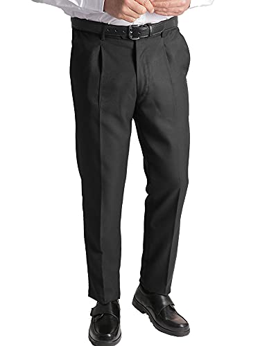 Jolliman Men's Self Adjusting Elasticated Wonder Waist Formal Casual Business Leasure Workwear Trousers Black