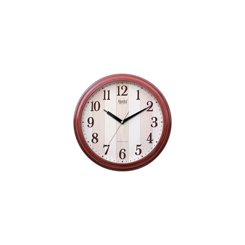 Image of Ajanta Luxury Mahogany Wall Clock 6067-13.8 Inch - Elegant Silent Sweep Quiet Mechanism - Classic Traditional Dark Wood Decor