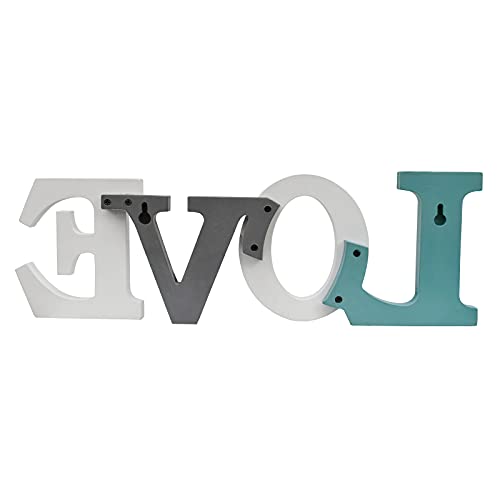 E-View Wooden Letters Sign Decorative Wood Block Signs Freestanding Word Cutout Distressed Teal Sign For Shelf Table Mantle Hanging Ornament Rustic Home Decor (Love) #TOP4