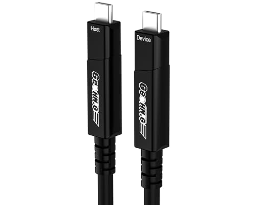 GeoHN.G Full Featured glasvezel USB C naar USB C kabel 5 m, 10 Gbps 4-Lanes lange afstand USB 3.2 videokabel met PD 60W voor VR-headsets/AR, webcam, laptop, camera, mini-pc en videoconferentie
