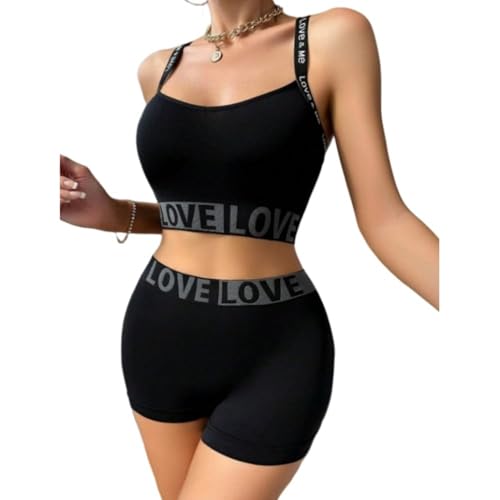 JYZPJ Sport-behåar och trosor set för kvinnor ovadderat trådlöst stöd släta sömlösa braletter magtoppar kvinnor yoga trosor dam-bh och underkläder set gym träning fitness kurva underkläder, Svart, M