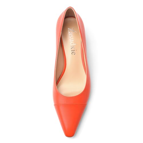 Women's Low Heel Pumps Closed Pointed Toe Kitten Heels Slip on Pumps 1.4 Inch Casual Dress Heels for Women3