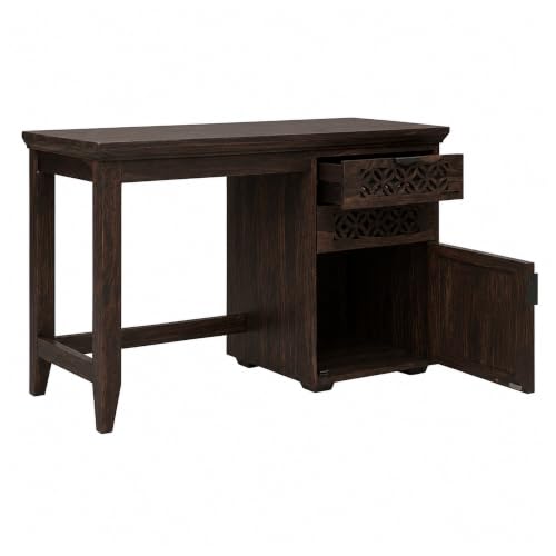 Image of SONA ART & CRAFTS Solid Sheesham Wooden Study Table with Chair | Study Table for Students with Drawer & Cabinet Storage | Office Table for Home Writing Office Desk Computer Table (Walnut Finish)