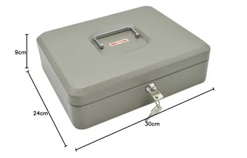 Reskal Metal Cash Box 9 x 30 x 24 cm Grey - Image 2