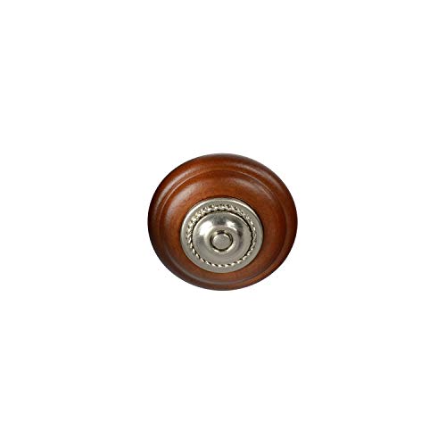 Ckp #2304 Brand Wood Cabinet Knob With Brushed Nickel Insert, Cherry #TOP1
